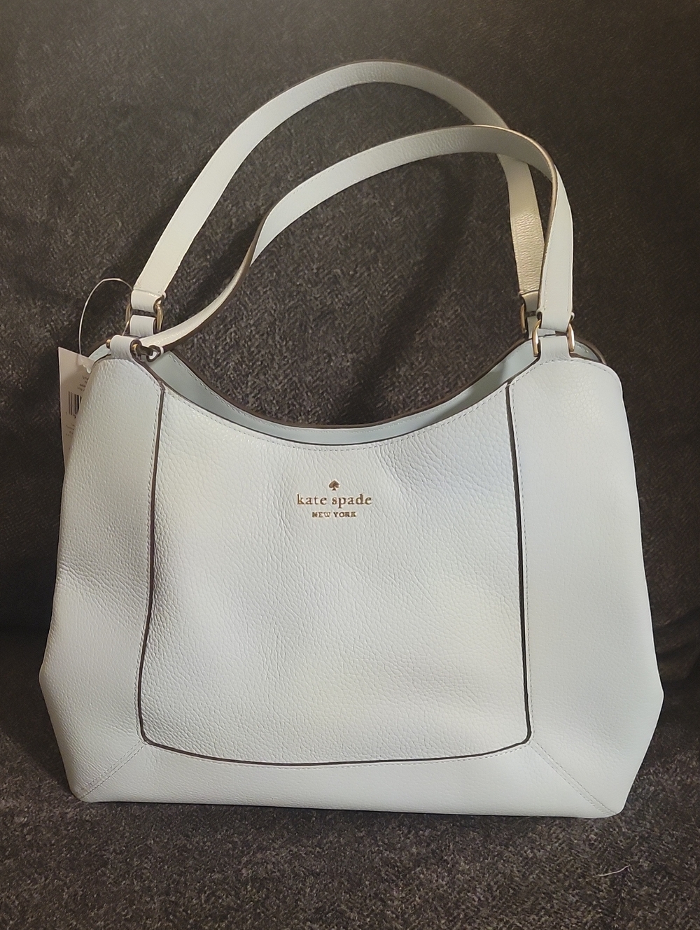 kate spade Crisp Sky Blue Pebble Leather Shoulder Bag with Silver Logo Accent